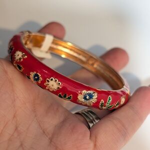 Floral Cloisonné Enamel Bangle Bracelet NWT